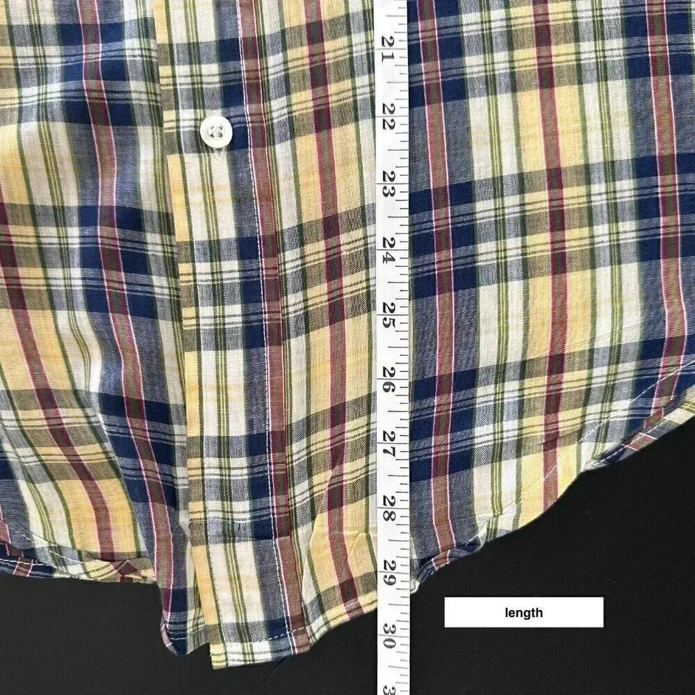 Vintage LEVI'S Shirt Mens S / M Long Sleeve Yellow Blue Plaid 70s 80s Button Up - Picture 10 of 11